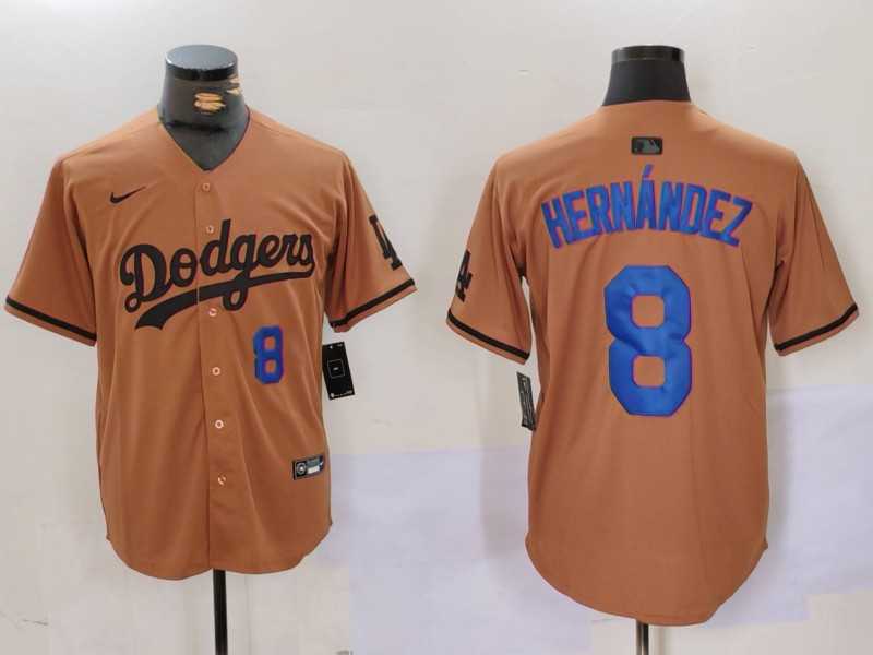 Men%27s Los Angeles Dodgers #8 Kike Hernandez Number Olive Cool Base Limited Stitched Jerseys->los angeles dodgers->MLB Jersey